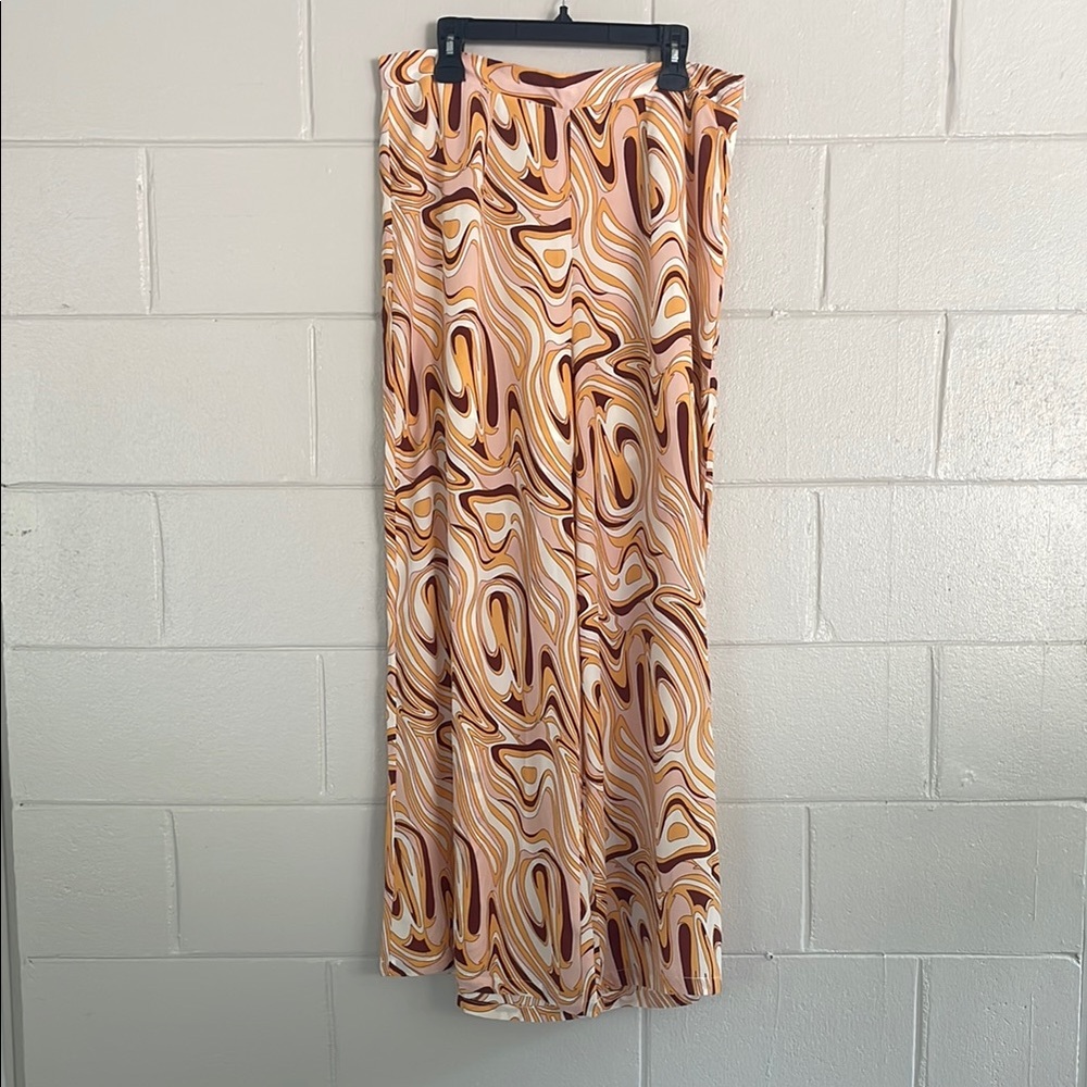 Glamorous Orange Gold Maxi A-Line Skirt
